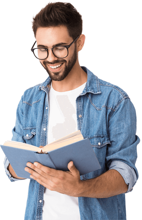 Guy reading book